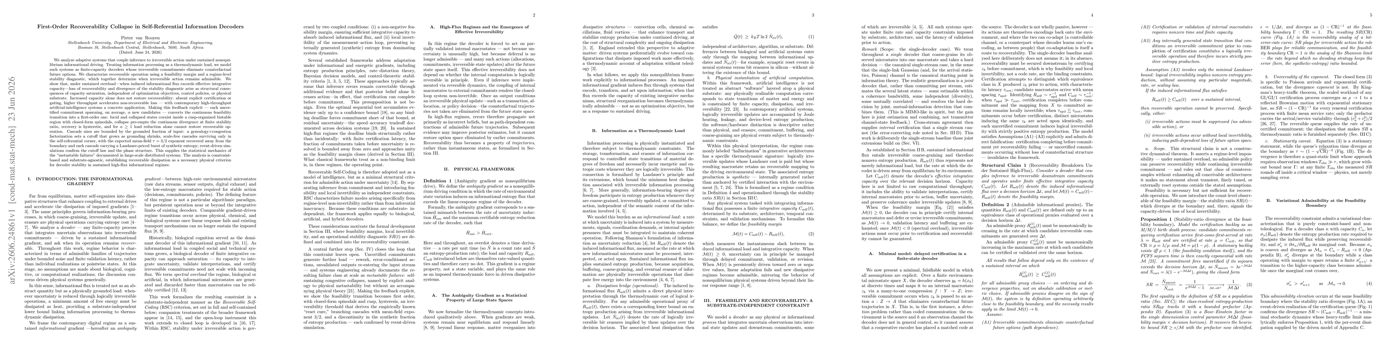 Thumbnail for First-Order Recoverability Collapse in Self-Referential Information Decoders