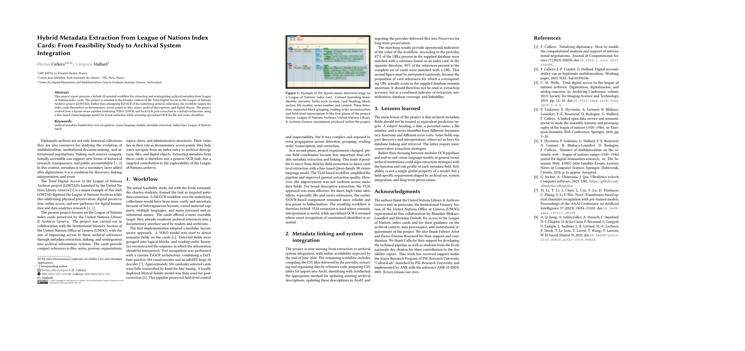 Thumbnail for Hybrid Metadata Extraction from League of Nations Index Cards: From Feasibility Study to Archival System Integration