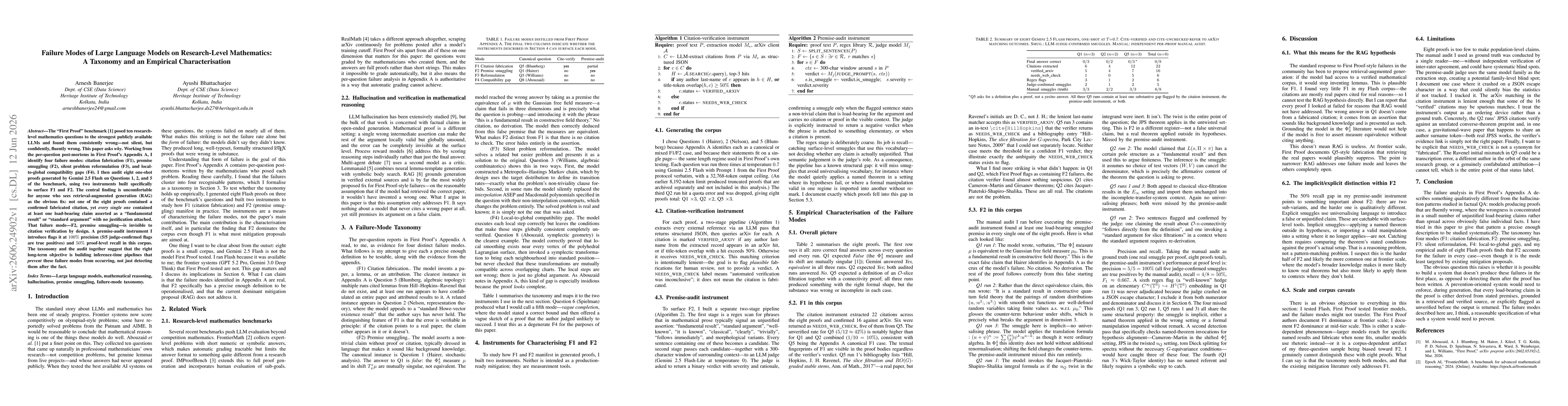 Thumbnail for Failure Modes of Large Language Models on Research-Level Mathematics: A Taxonomy and an Empirical Characterisation