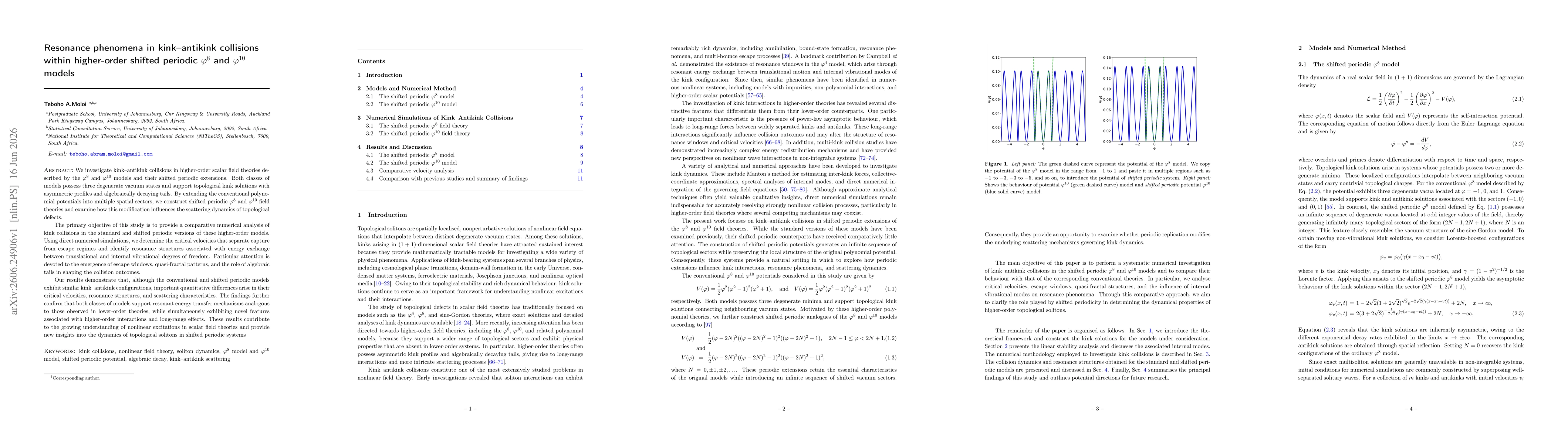 Thumbnail for Resonance phenomena in kink antikink collisions within higher order shifted periodic high order models