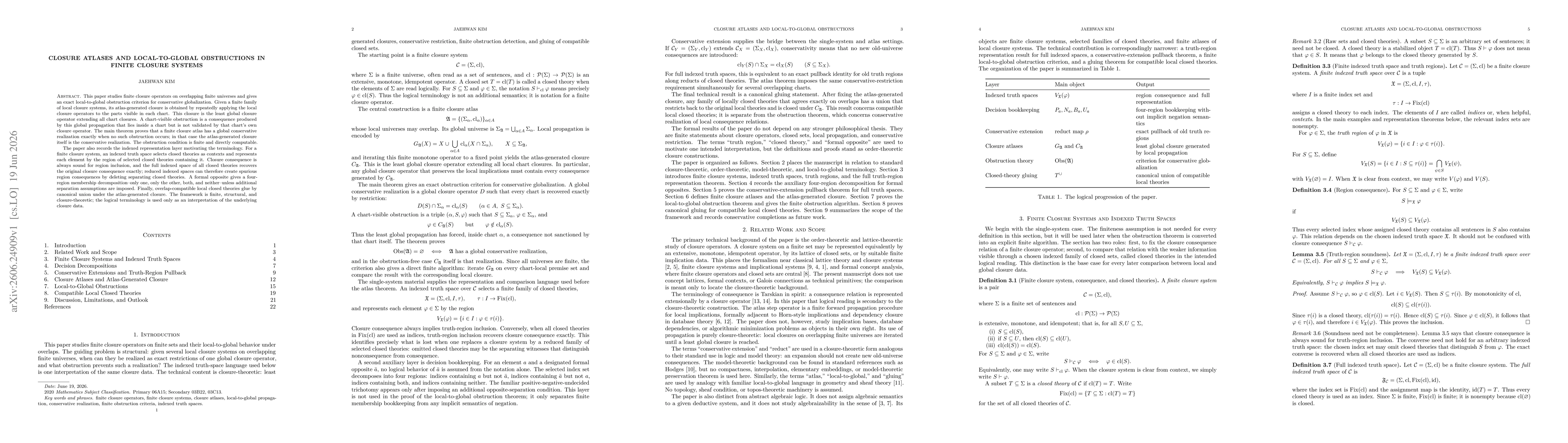 Thumbnail for Closure Atlases and Local-to-Global Obstructions in Finite Closure Systems