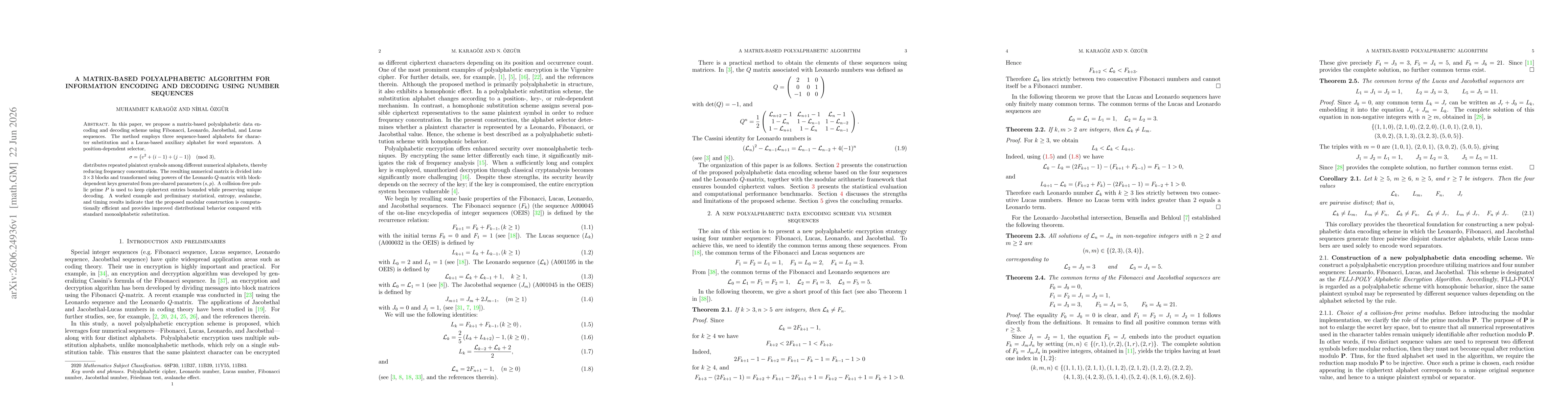 Thumbnail for A Matrix-Based Polyalphabetic Algorithm for Information Encoding and Decoding Using Number Sequences