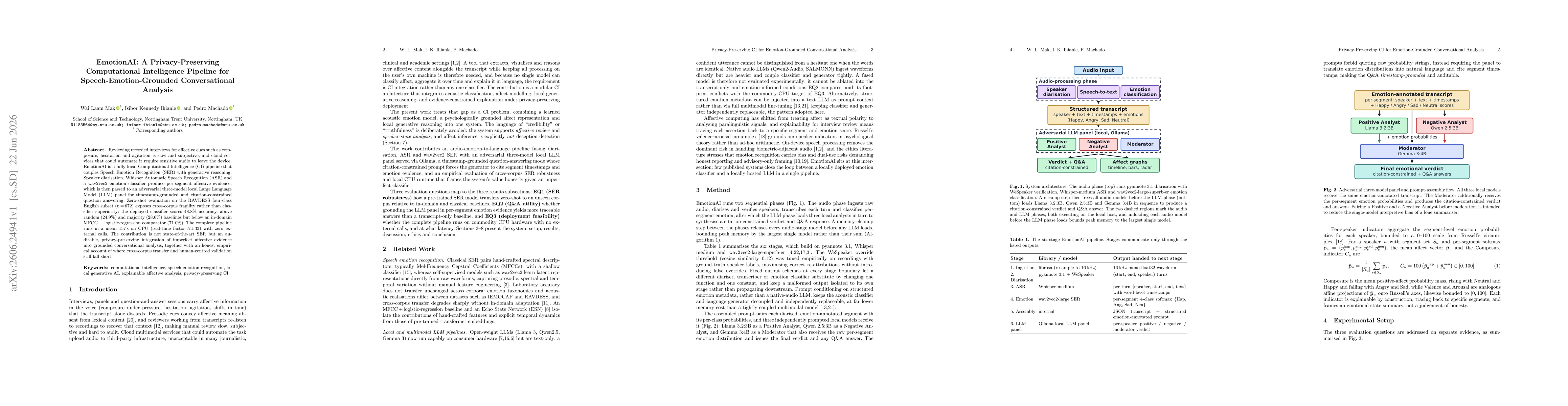Thumbnail for EmotionAI: A Privacy-Preserving Computational Intelligence Pipeline for Speech-Emotion-Grounded Conversational Analysis