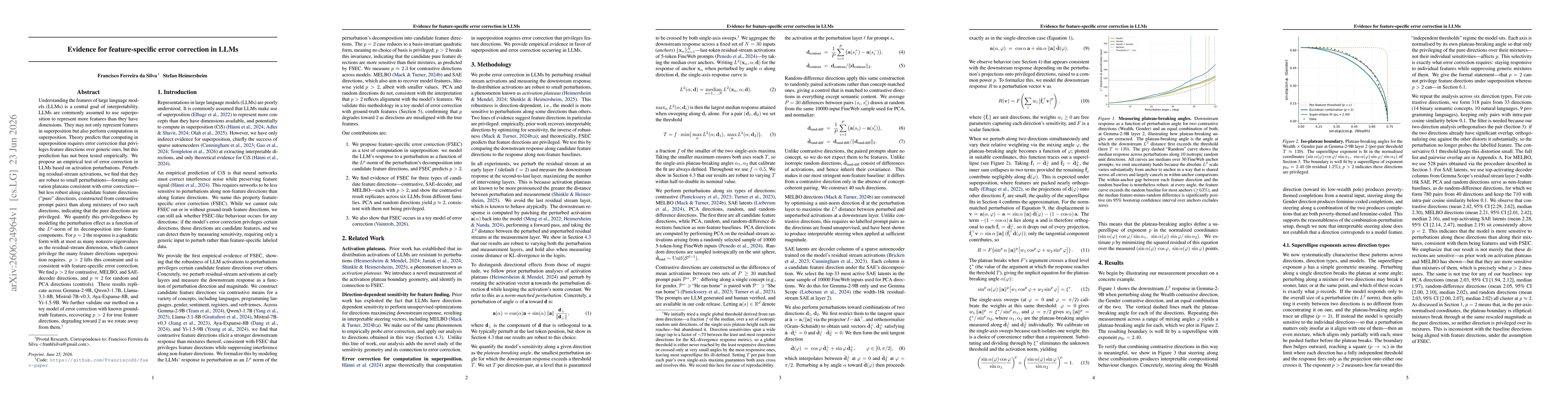 Thumbnail for Evidence for feature-specific error correction in LLMs