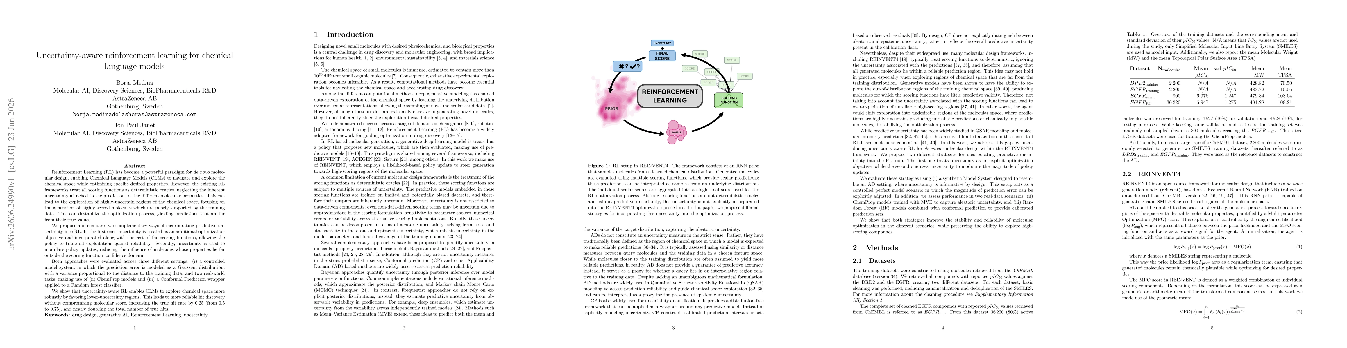 Thumbnail for Uncertainty-aware reinforcement learning for chemical language models