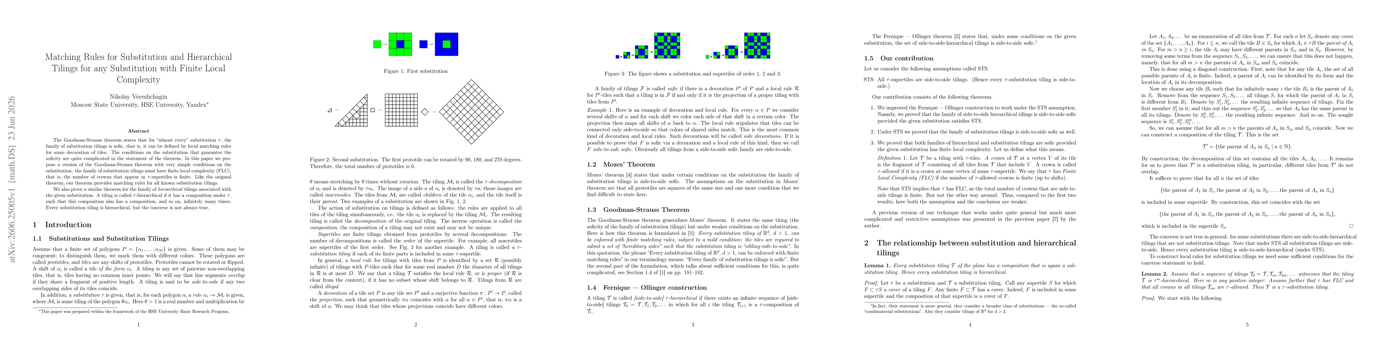 Thumbnail for Matching Rules for Substitution and Hierarchical Tilings for any Substitution with Finite Local Complexity