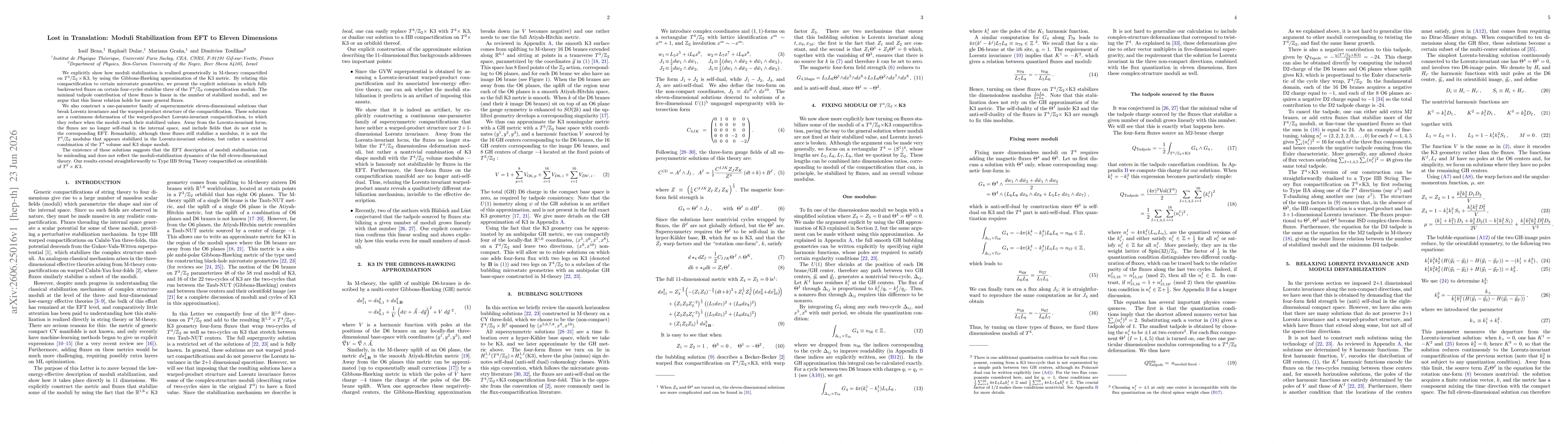 Thumbnail for Lost in Translation: Moduli Stabilization from EFT to Eleven Dimensions