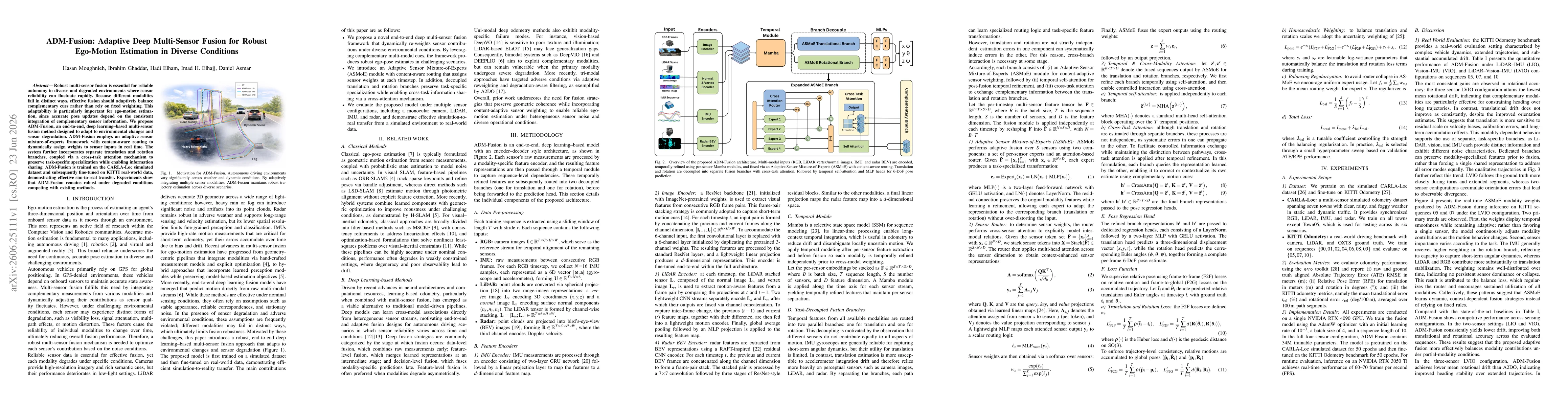 Thumbnail for ADM-Fusion: Adaptive Deep Multi-Sensor Fusion for Robust Ego-Motion Estimation in Diverse Conditions