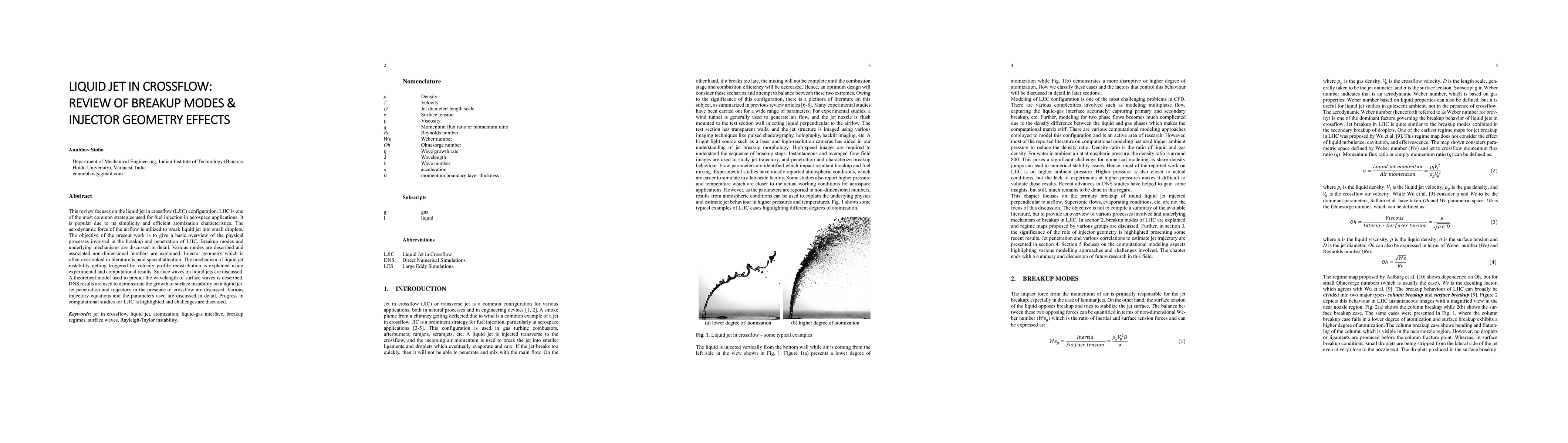Thumbnail for Liquid Jet in Crossflow: Review of Breakup modes and Injector Geometry Effects