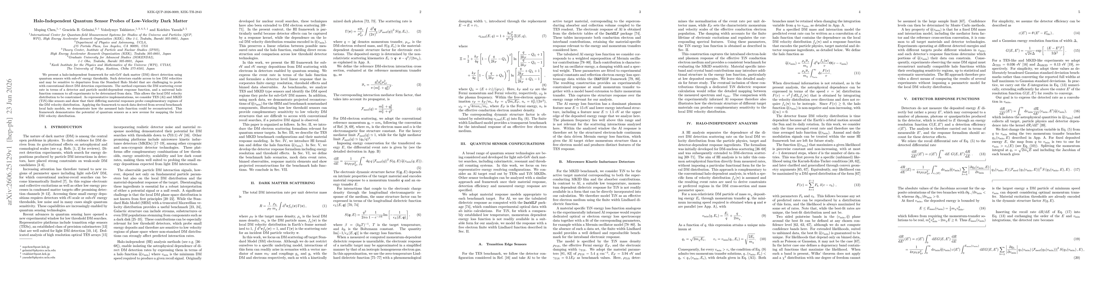 Thumbnail for Halo-Independent Quantum Sensor Probes of Low-Velocity Dark Matter