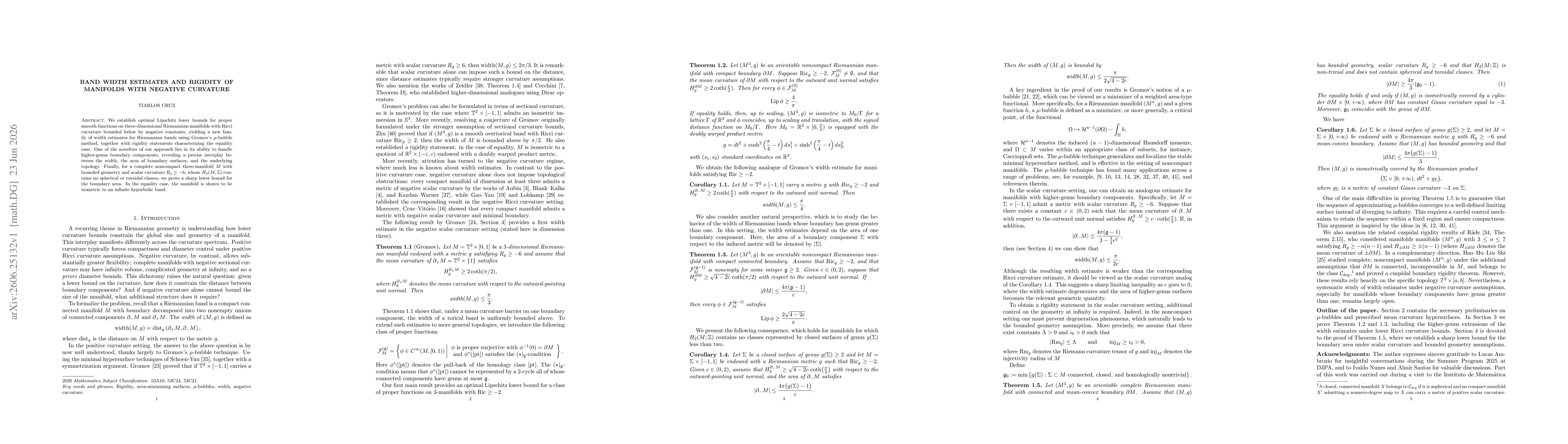 Thumbnail for Band Width Estimates and Rigidity of Manifolds with Negative Curvature