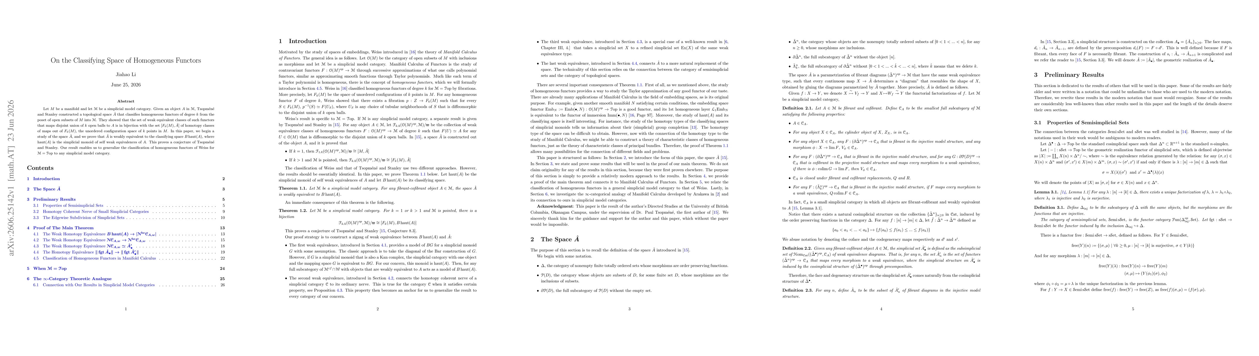 Thumbnail for On the Classifying Space of Homogeneous Functors