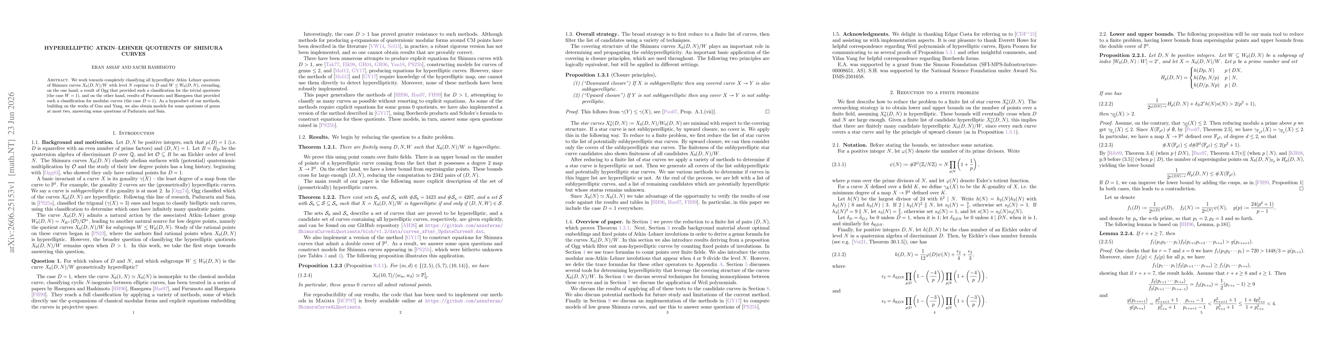 Thumbnail for Hyperelliptic Atkin-Lehner quotients of Shimura curves
