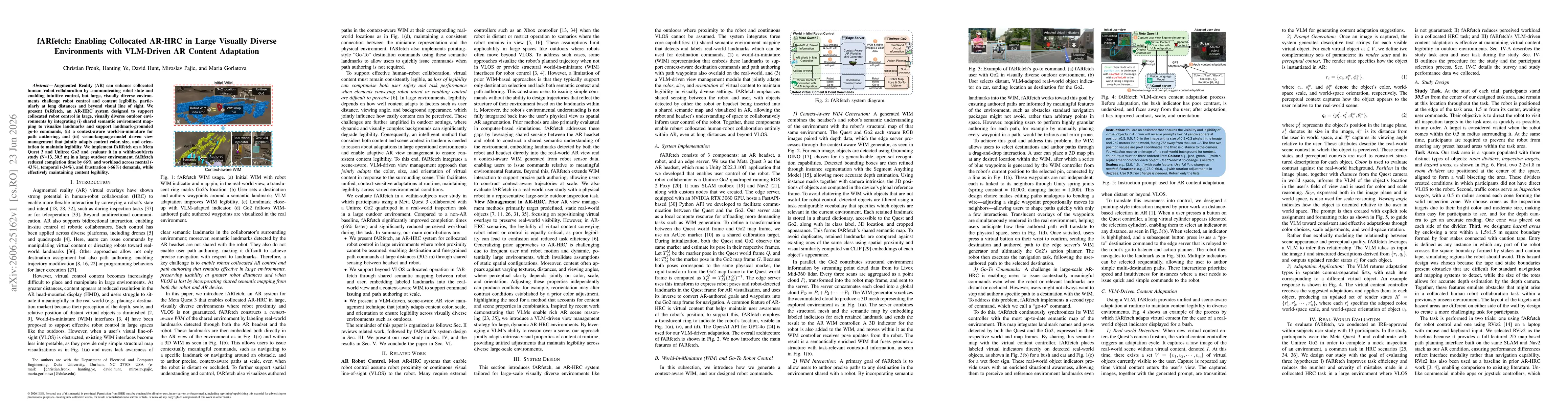 Thumbnail for fARfetch: Enabling Collocated AR-HRC in Large Visually Diverse Environments with VLM-Driven AR Content Adaptation