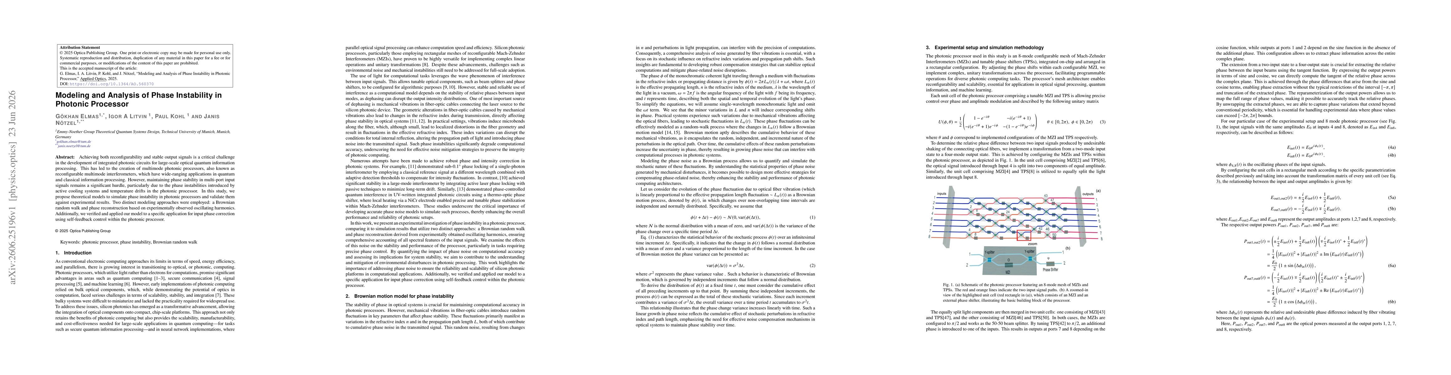 Thumbnail for Modeling and Analysis of Phase Instability in Photonic Processor
