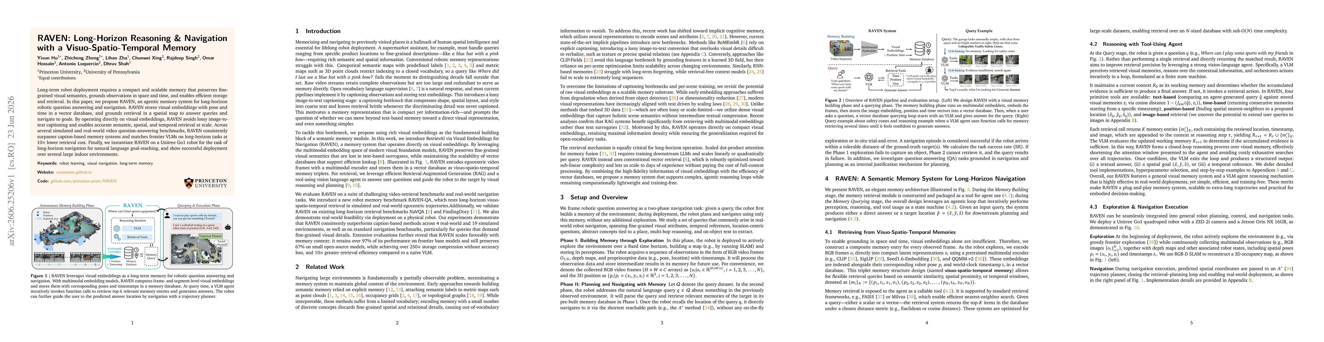 Thumbnail for RAVEN: Long-Horizon Reasoning & Navigation with a Visuo-Spatio-Temporal Memory