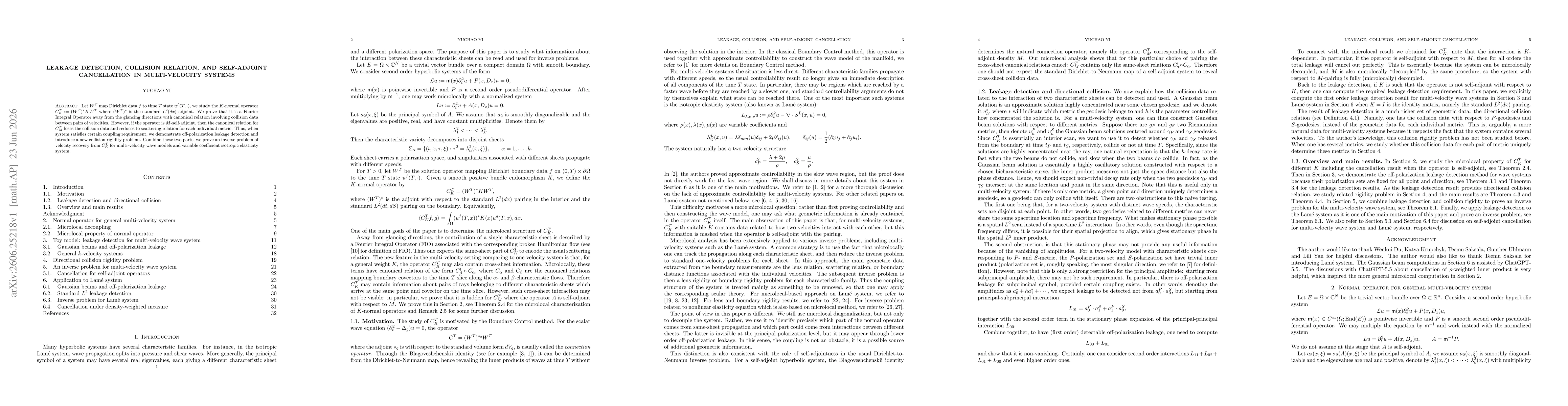 Thumbnail for Leakage detection, collision relation, and self-adjoint cancellation in multi-velocity systems