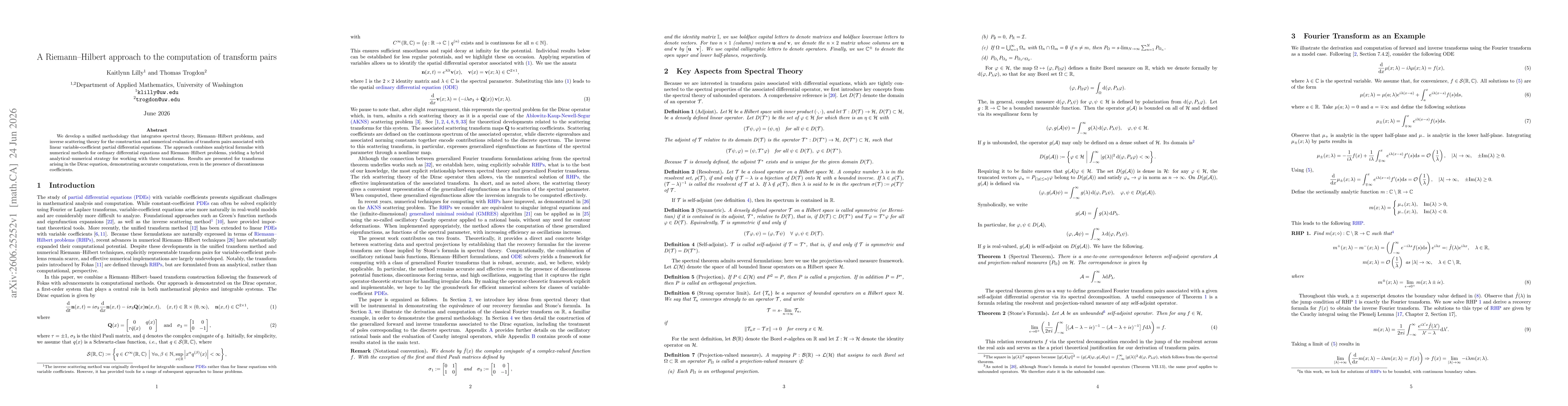 Thumbnail for A Riemann-Hilbert approach to the computation of transform pairs