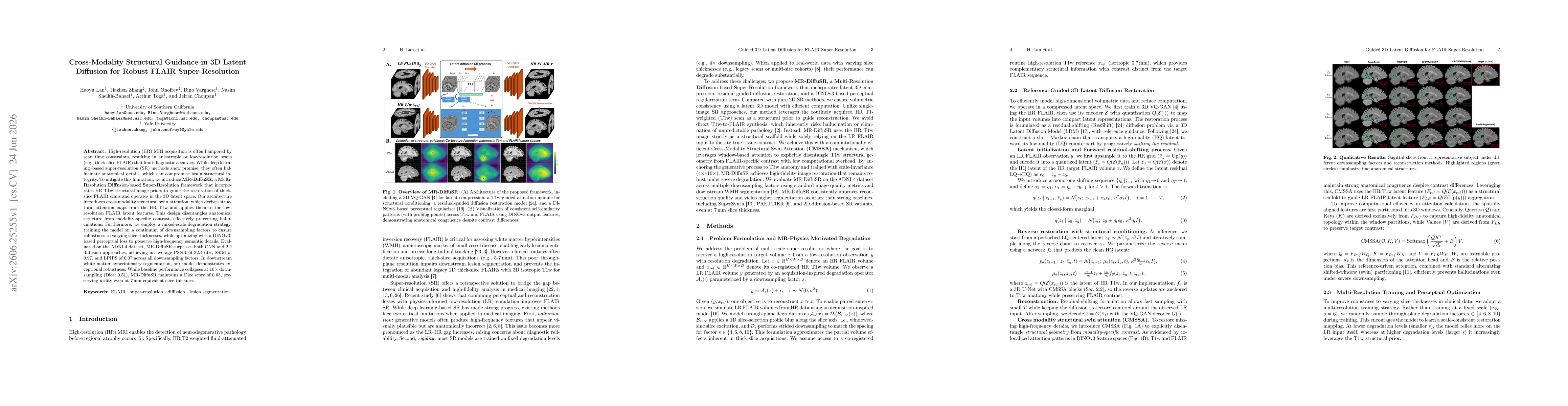 Thumbnail for Cross-Modality Structural Guidance in 3D Latent Diffusion for Robust FLAIR Super-Resolution