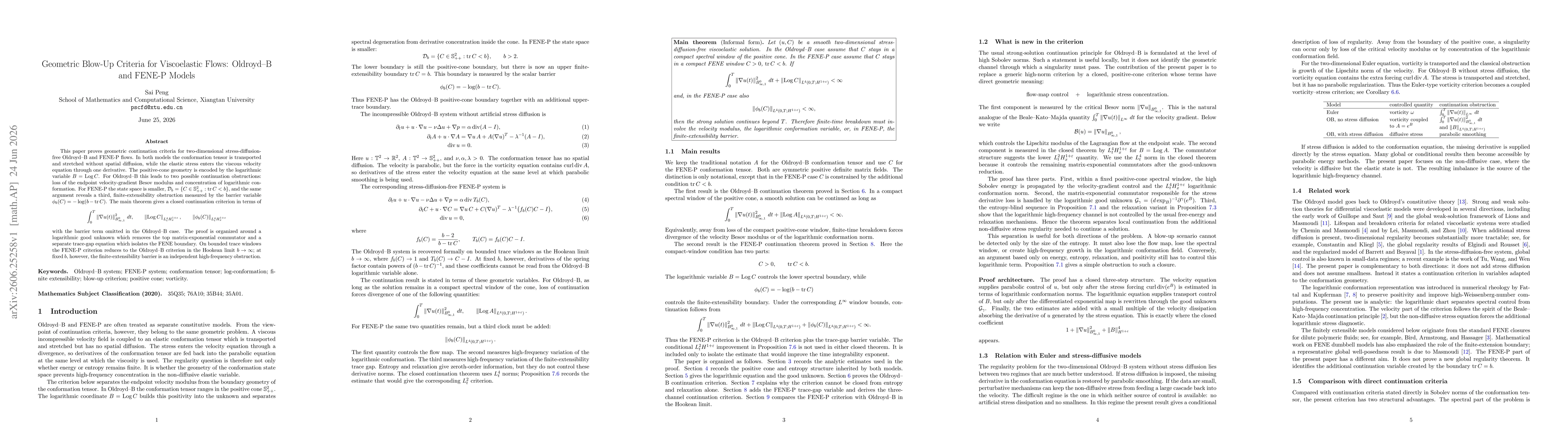 Thumbnail for Geometric Blow-Up Criteria for Viscoelastic Flows: Oldroyd-B and FENE-P Models