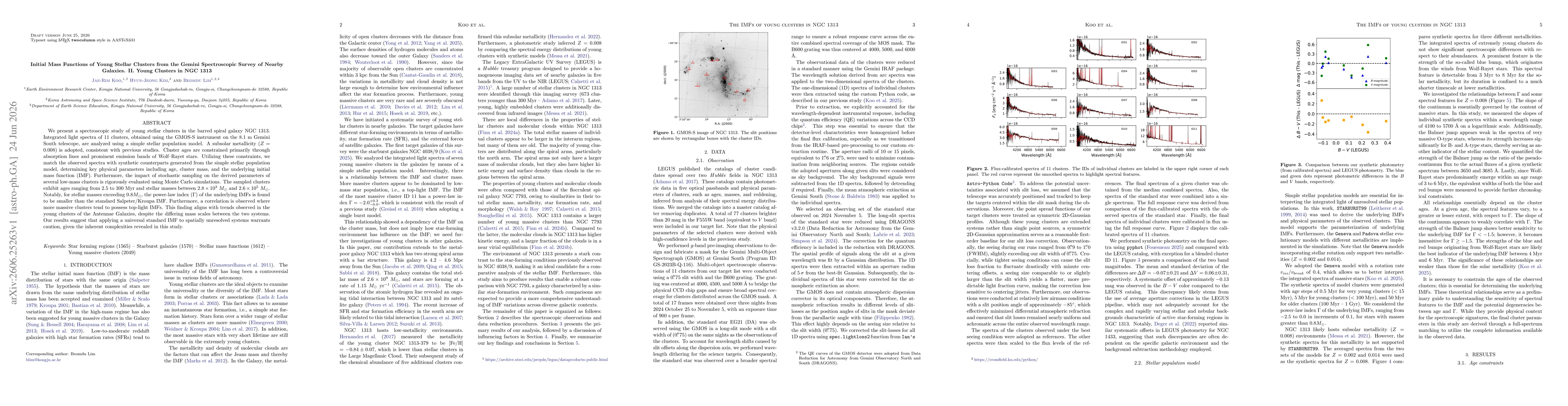 Thumbnail for Initial Mass Functions of Young Stellar Clusters from the Gemini Spectroscopic Survey of Nearby Galaxies. II. Young Clusters in NGC 1313