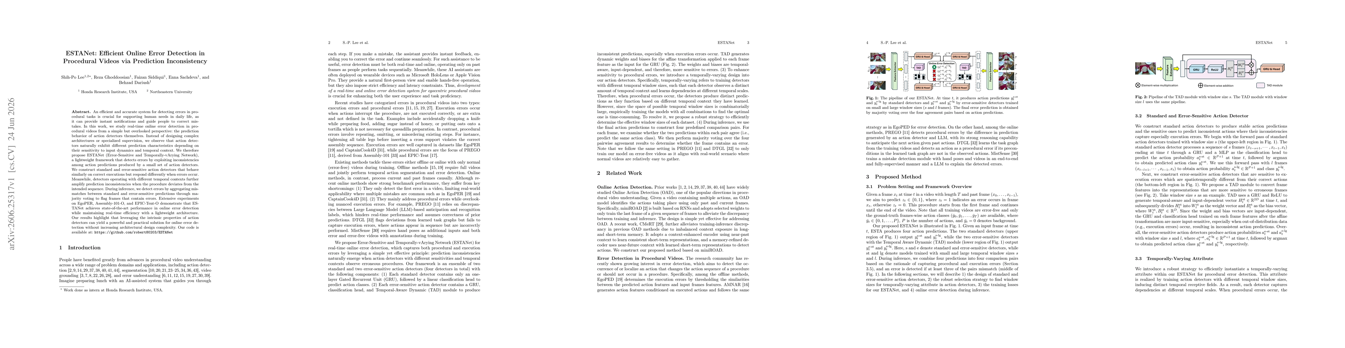 Thumbnail for ESTANet: Efficient Online Error Detection in Procedural Videos via Prediction Inconsistency
