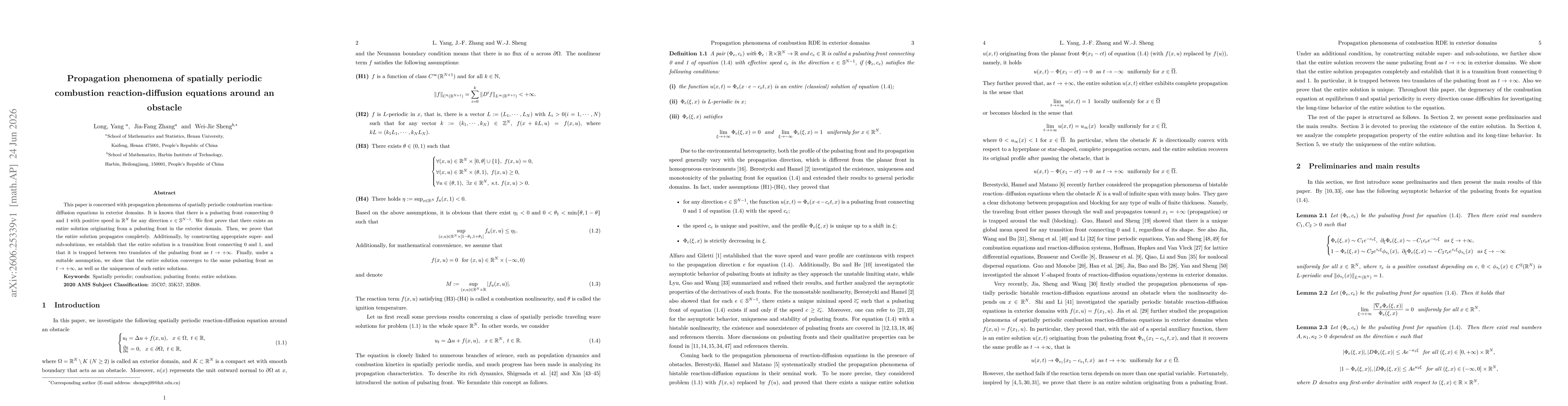 Thumbnail for Propagation phenomena of spatially periodic combustion reaction-diffusion equations around an obstacle
