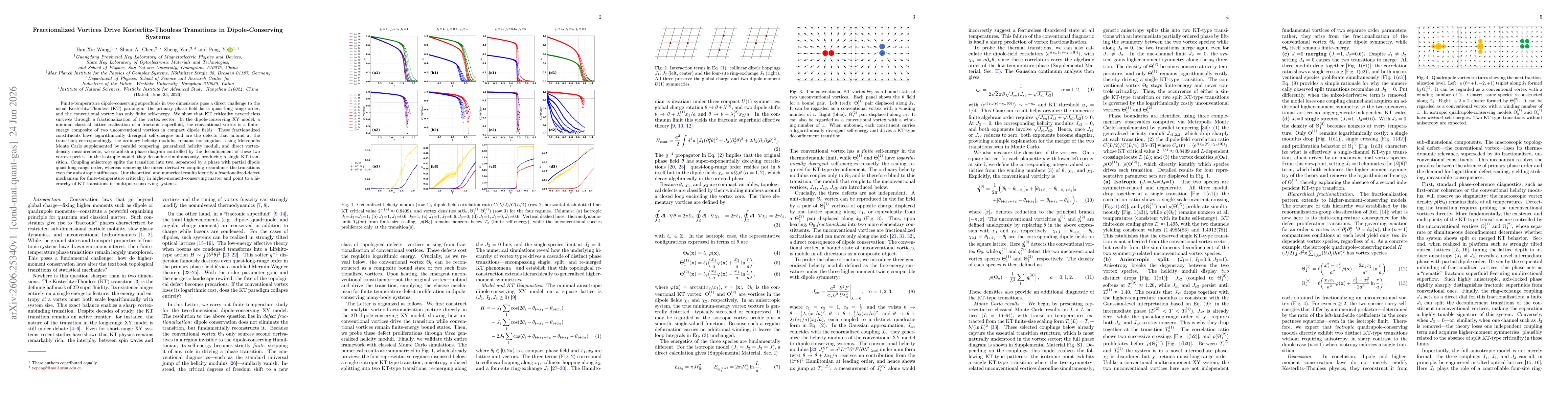 Thumbnail for Fractionalized Vortices Drive Kosterlitz-Thouless Transitions in Dipole-Conserving Systems