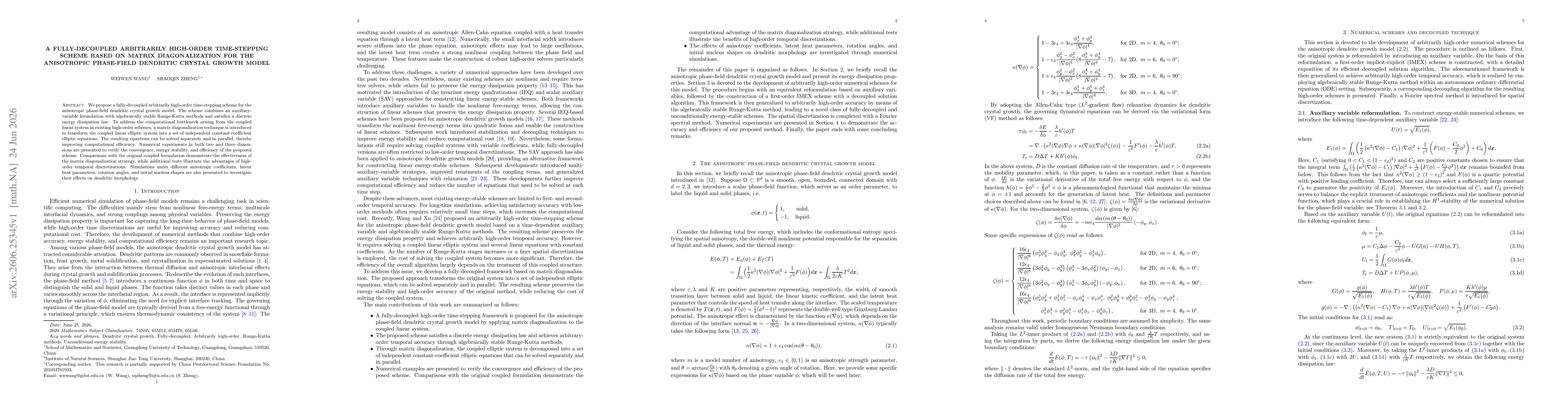 Thumbnail for A fully-decoupled arbitrarily high-order time-stepping scheme based on matrix diagonalization for the anisotropic phase-field dendritic crystal growth model