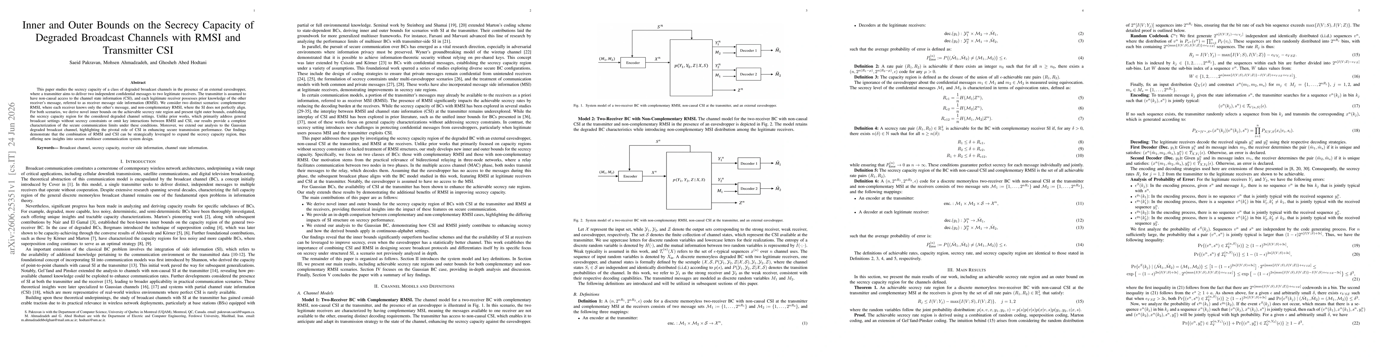Thumbnail for Inner and Outer Bounds on the Secrecy Capacity of Degraded Broadcast Channels with RMSI and Transmitter CSI