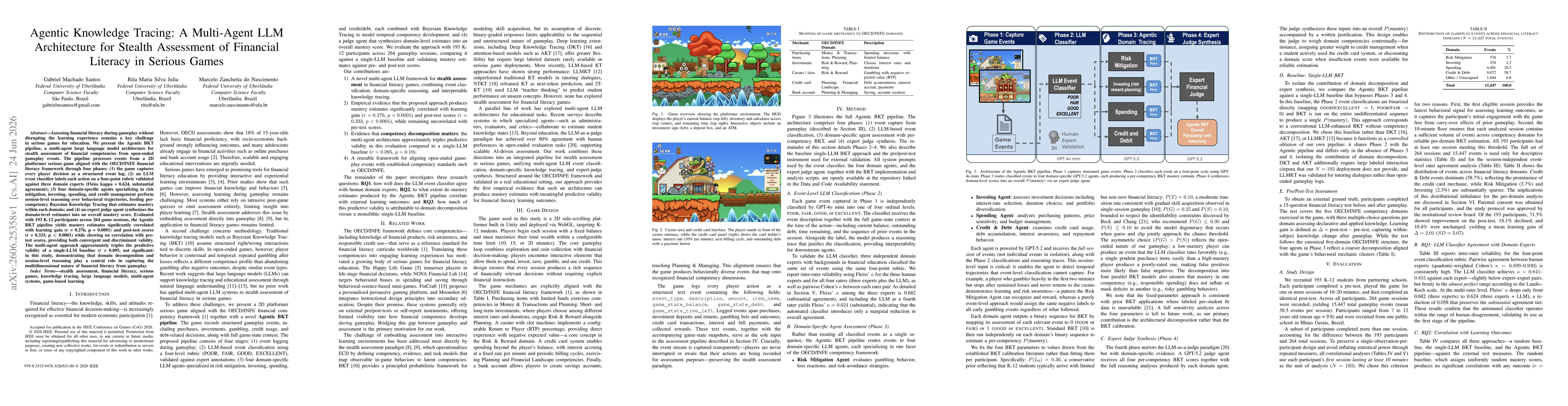 Thumbnail for Agentic Knowledge Tracing: A Multi-Agent LLM Architecture for Stealth Assessment of Financial Literacy in Serious Games