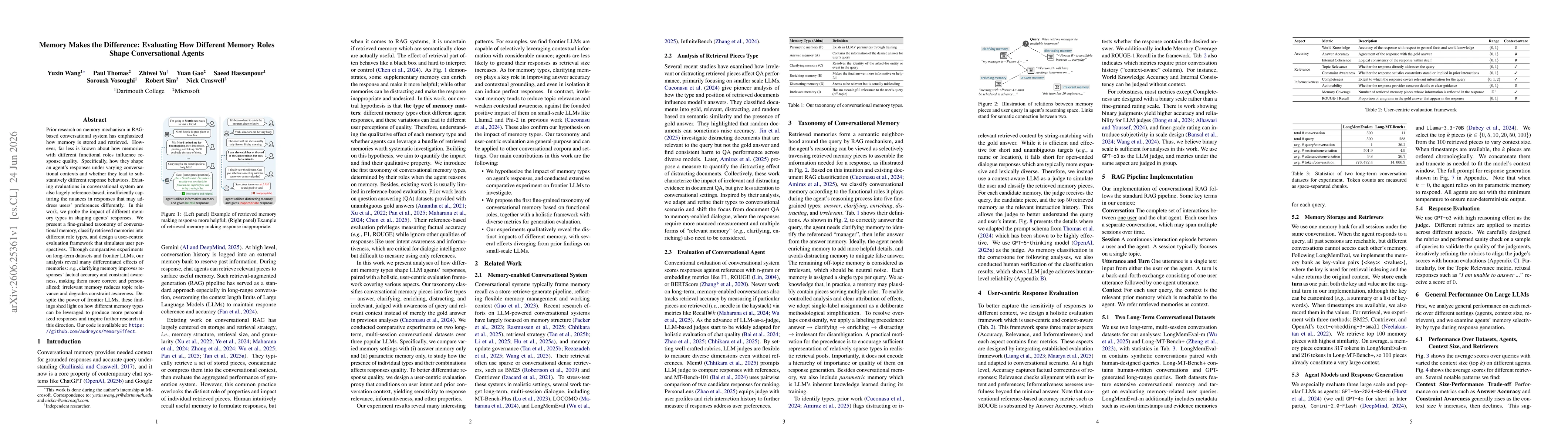 Thumbnail for Memory Makes the Difference: Evaluating How Different Memory Roles Shape Conversational Agents