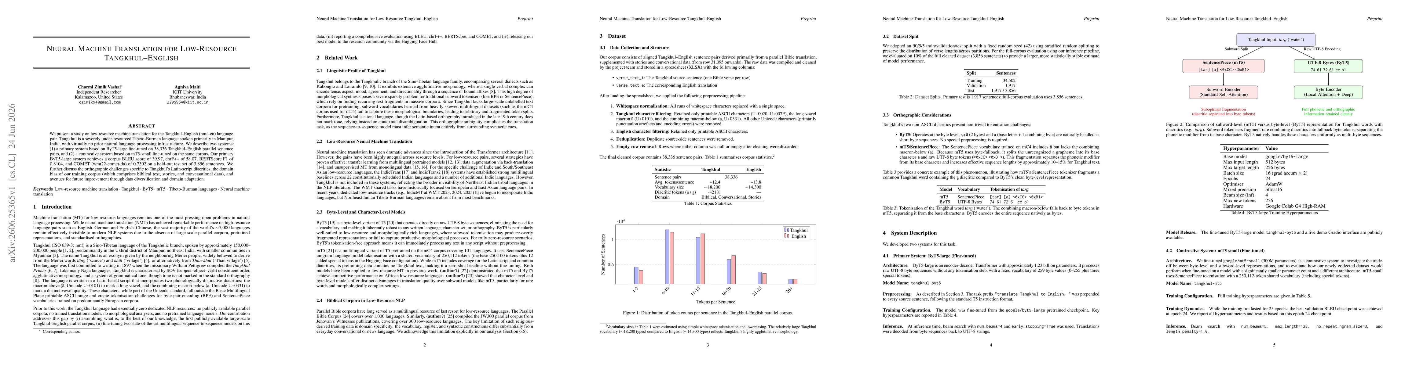 Thumbnail for Neural Machine Translation for Low-Resource Tangkhul--English