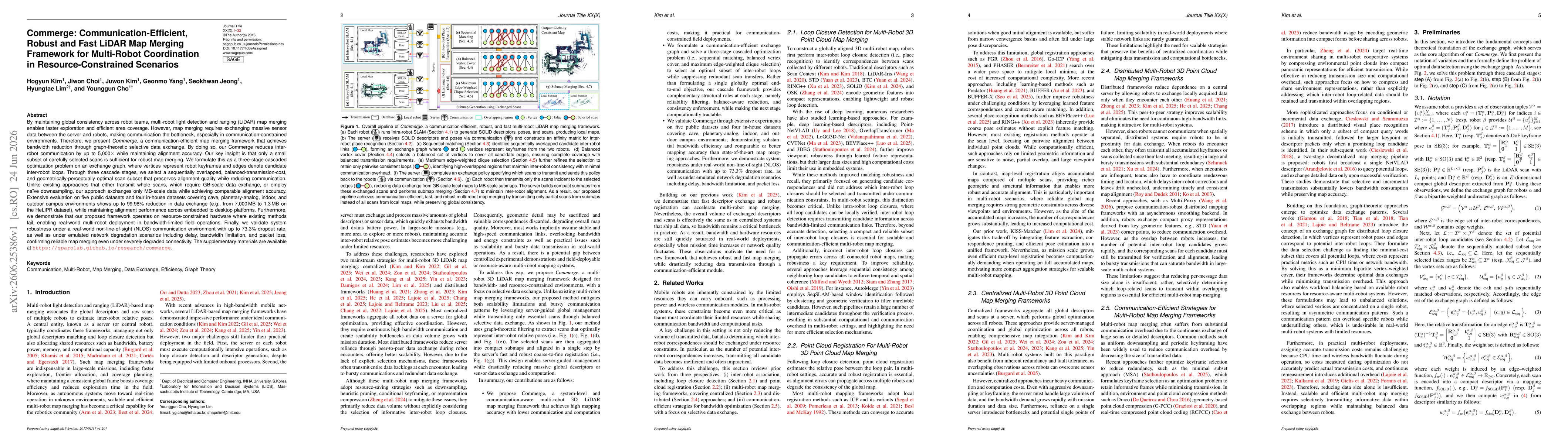 Thumbnail for Commerge: Communication-Efficient, Robust, and Fast LiDAR Map Merging Framework for Multi-Robot Coordination in Resource-Constrained Scenarios
