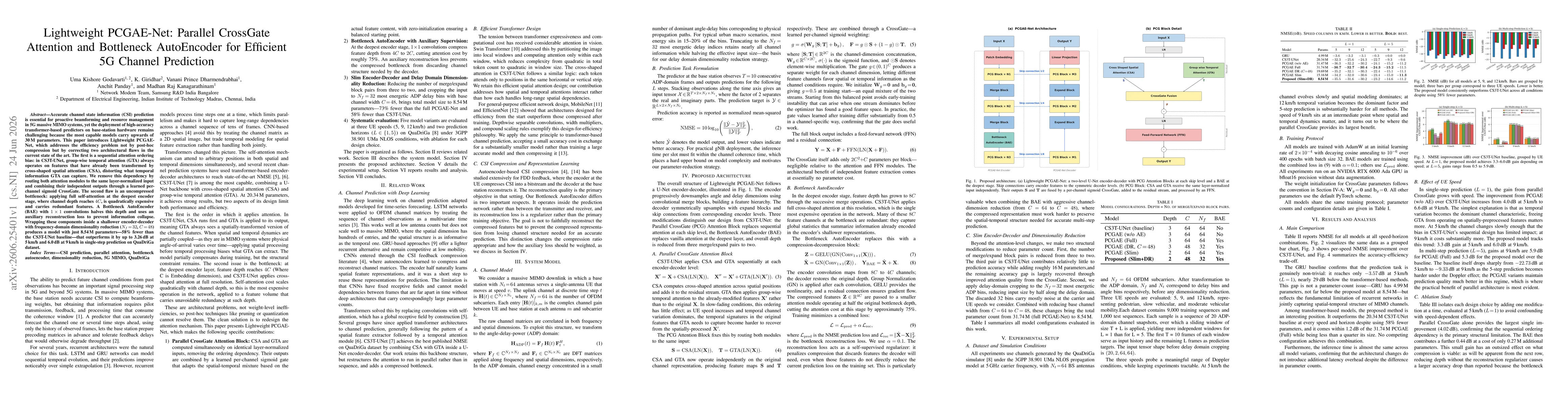 Thumbnail for Lightweight PCGAE-Net: Parallel CrossGate Attention and Bottleneck AutoEncoder for Efficient 5G Channel Prediction