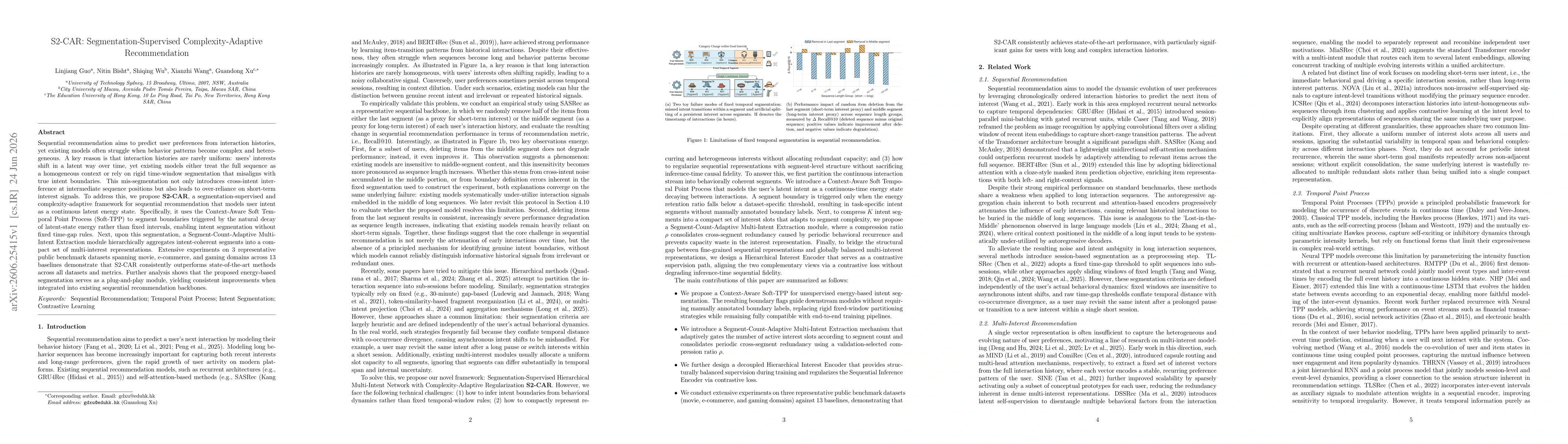 Thumbnail for S2-CAR: Segmentation-Supervised Complexity-Adaptive Recommendation