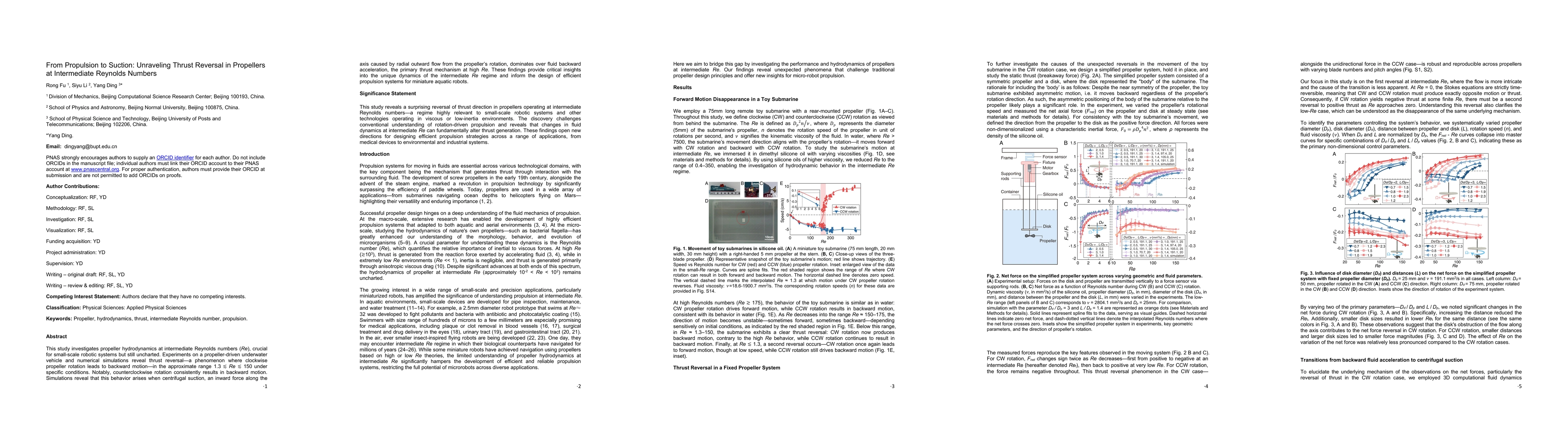 Thumbnail for From Propulsion to Suction: Unraveling Thrust Reversal in Propellers at Intermediate Reynolds Numbers