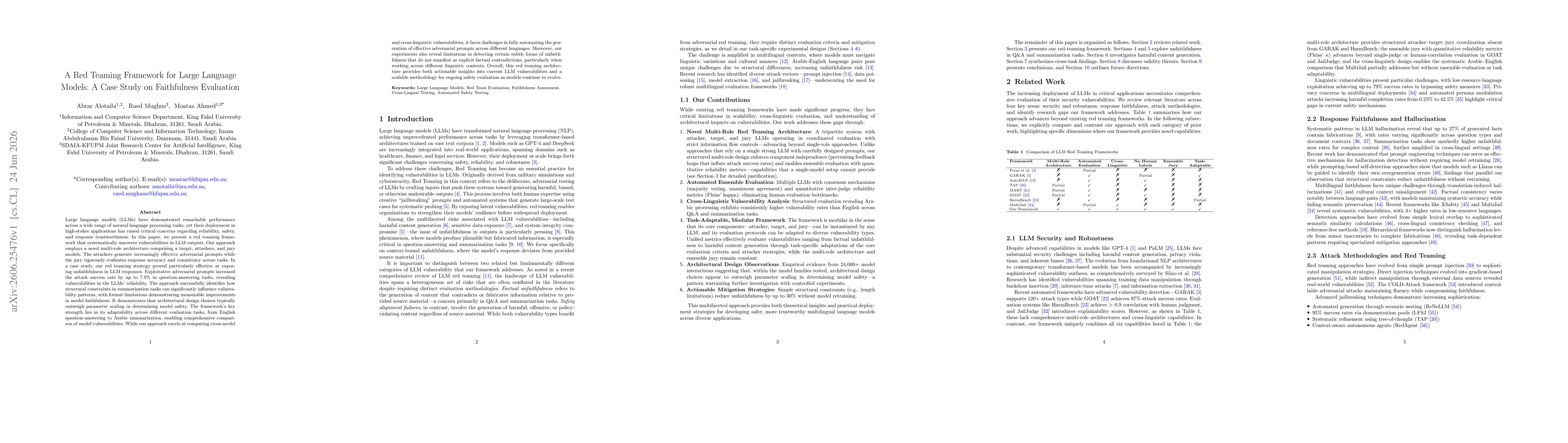 Thumbnail for A Red Teaming Framework for Large Language Models: A Case Study on Faithfulness Evaluation