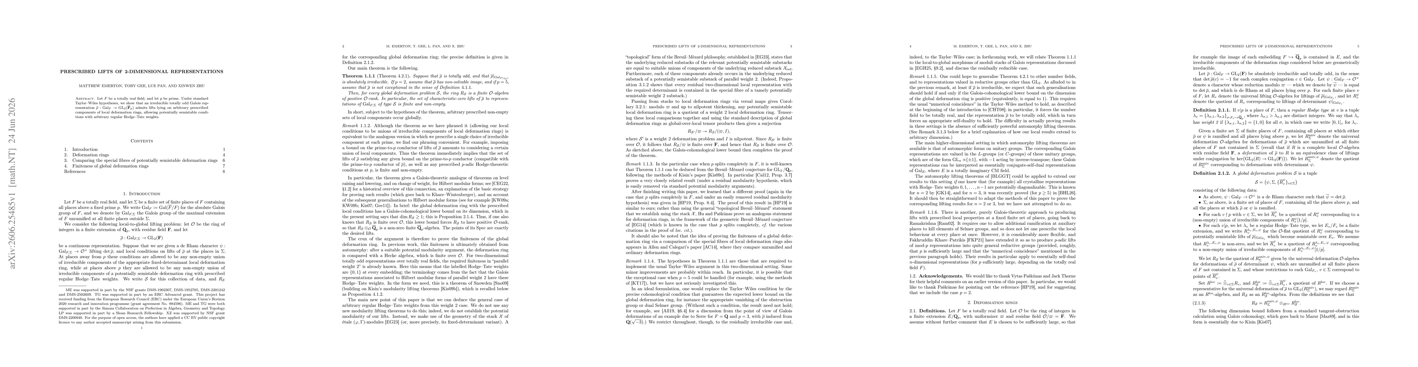 Thumbnail for Prescribed lifts of 2-dimensional representations
