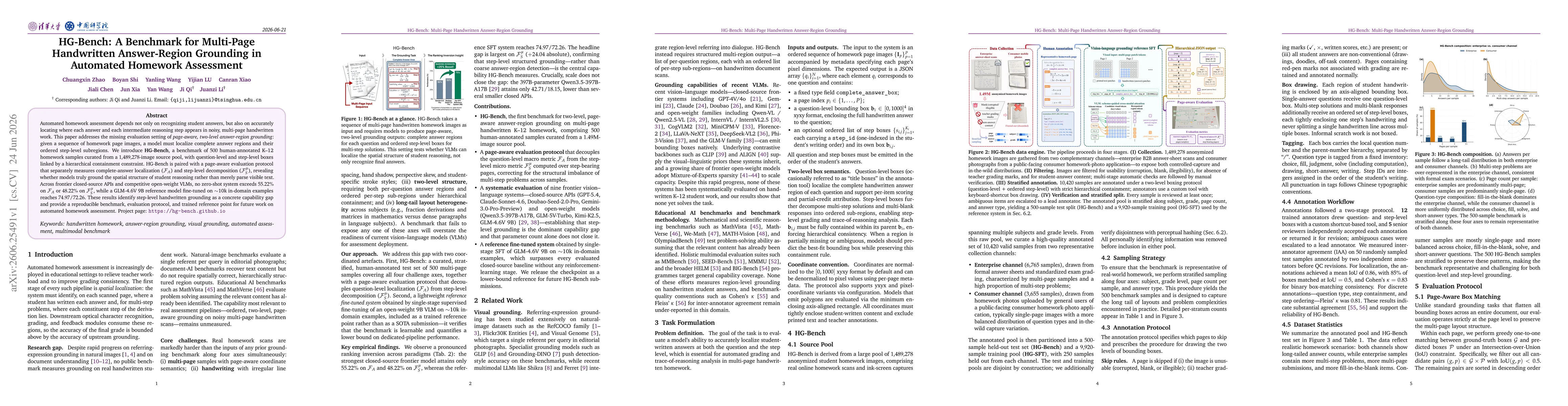 Thumbnail for HG-Bench: A Benchmark for Multi-Page Handwritten Answer-Region Grounding in Automated Homework Assessment