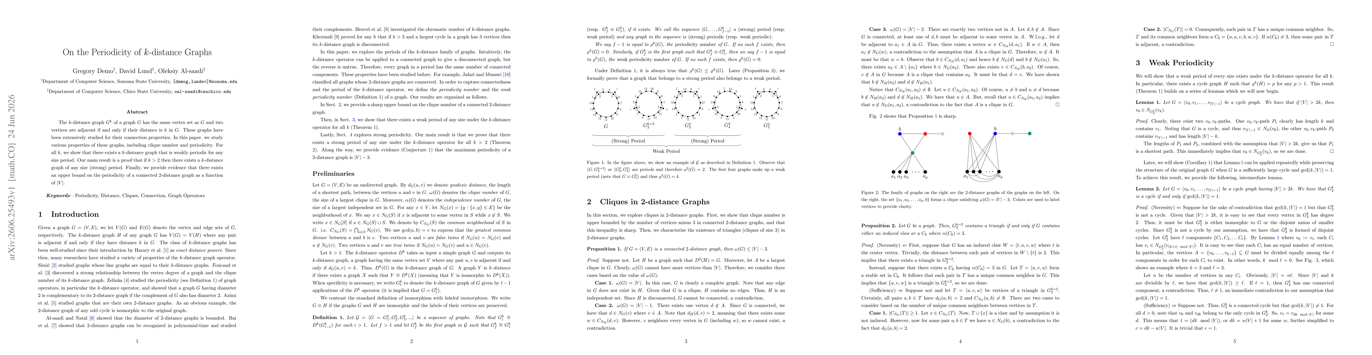 Thumbnail for On the Periodicity of k-distance Graphs