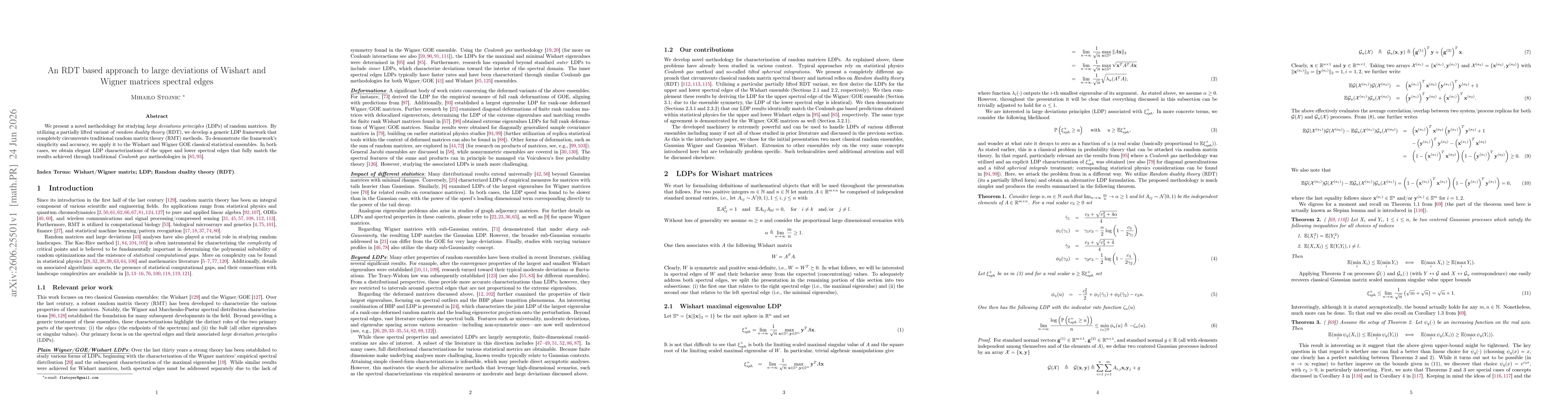Thumbnail for An RDT based approach to large deviations of Wishart and Wigner matrices spectral edges