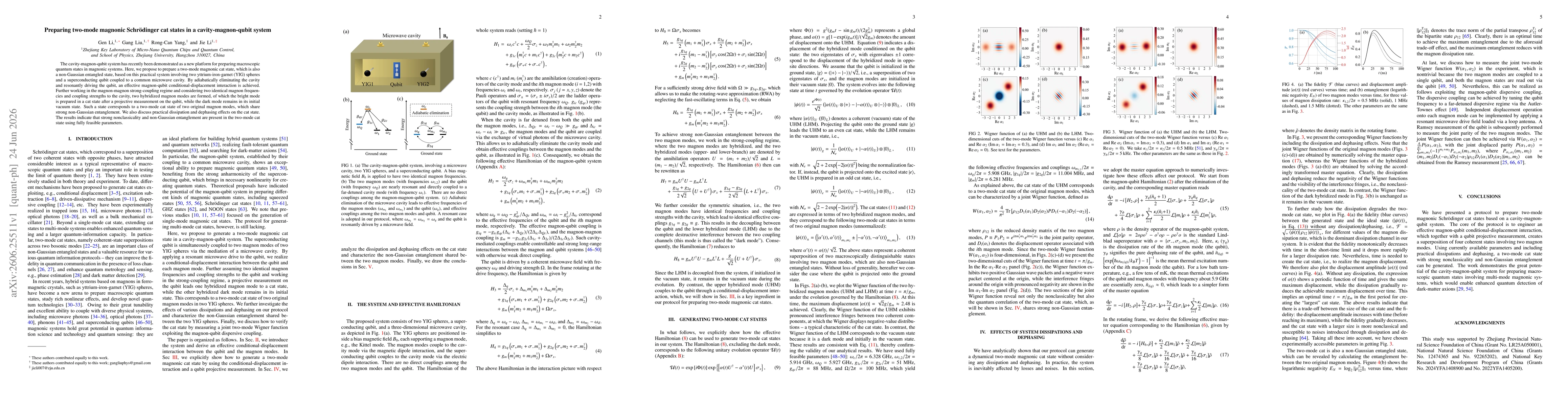 Thumbnail for Preparing two-mode magnonic Schrödinger cat states in a cavity-magnon-qubit system