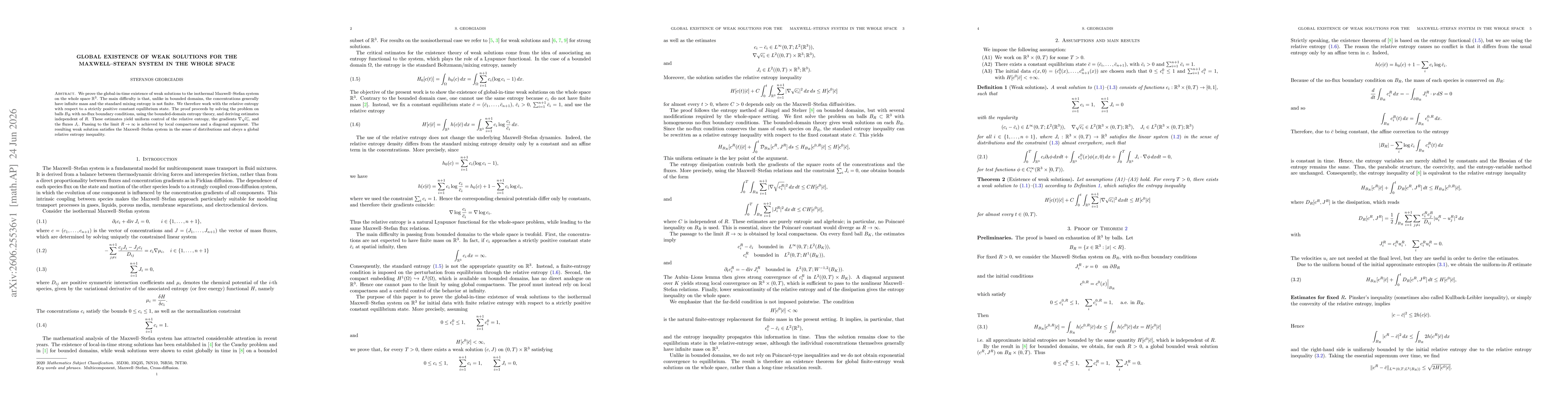 Thumbnail for Global existence of weak solutions for the Maxwell--Stefan system in the whole space