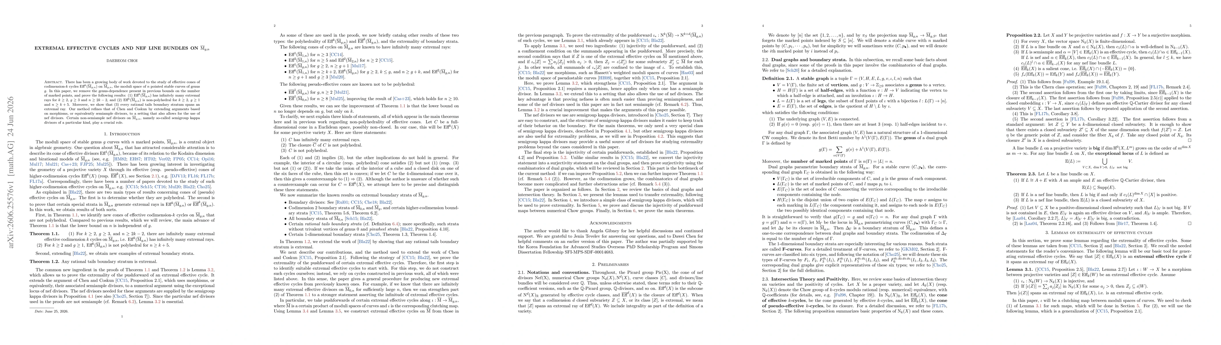 Thumbnail for Extremal Effective Cycles and Nef Line Bundles on \(\overline{\rm{M}}_{g,n}\)