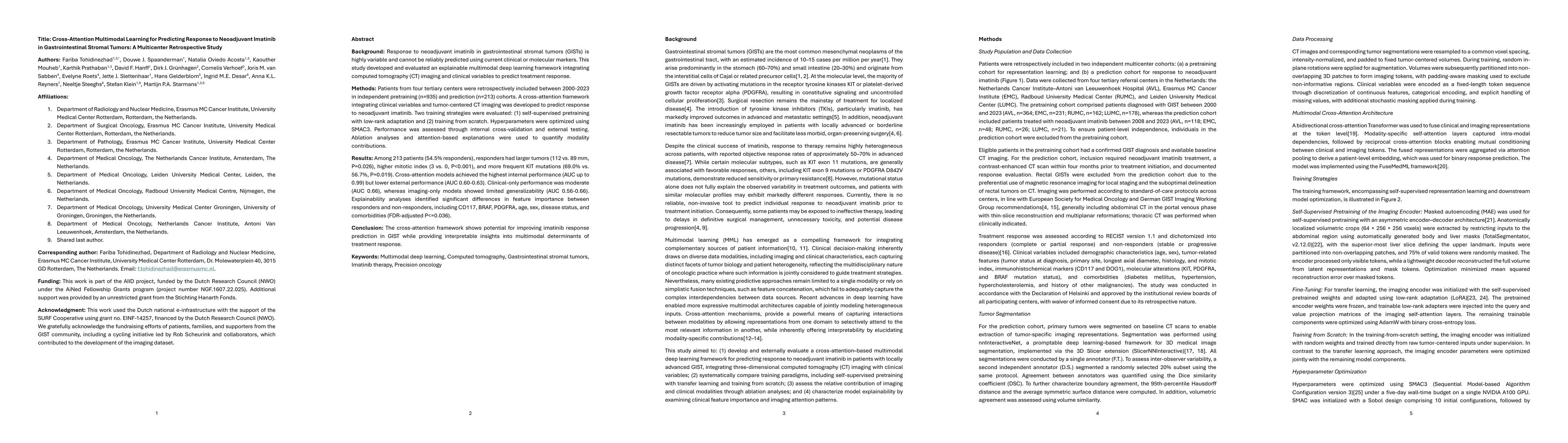 Thumbnail for Cross-Attention Multimodal Learning for Predicting Response to Neoadjuvant Imatinib in Gastrointestinal Stromal Tumors: A Multicenter Retrospective Study