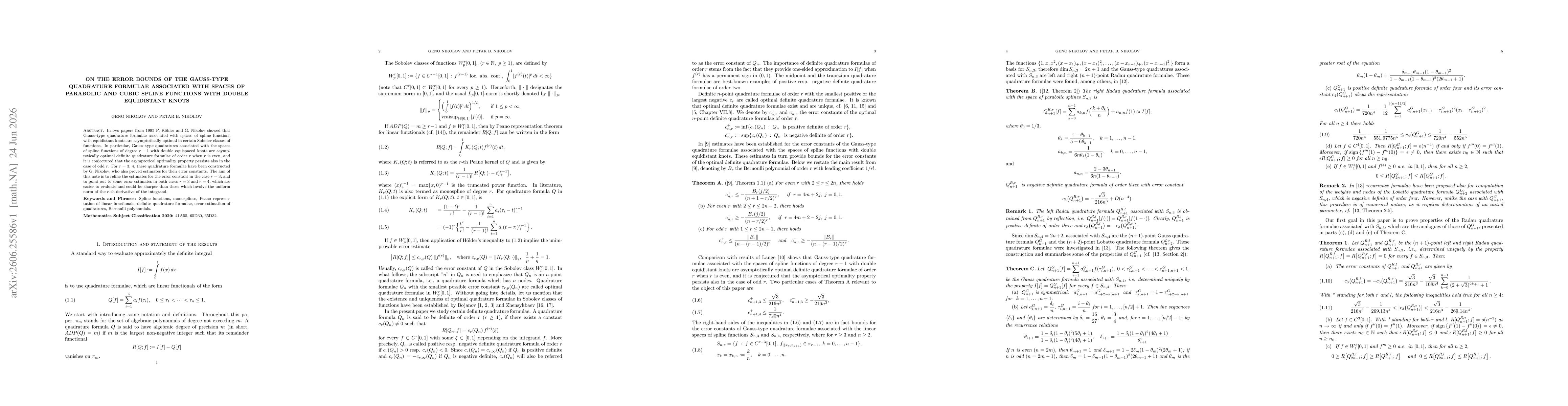 Thumbnail for On the error bounds of the Gauss-type quadrature formulae associated with spaces of parabolic and cubic spline functions with double equidistant knots