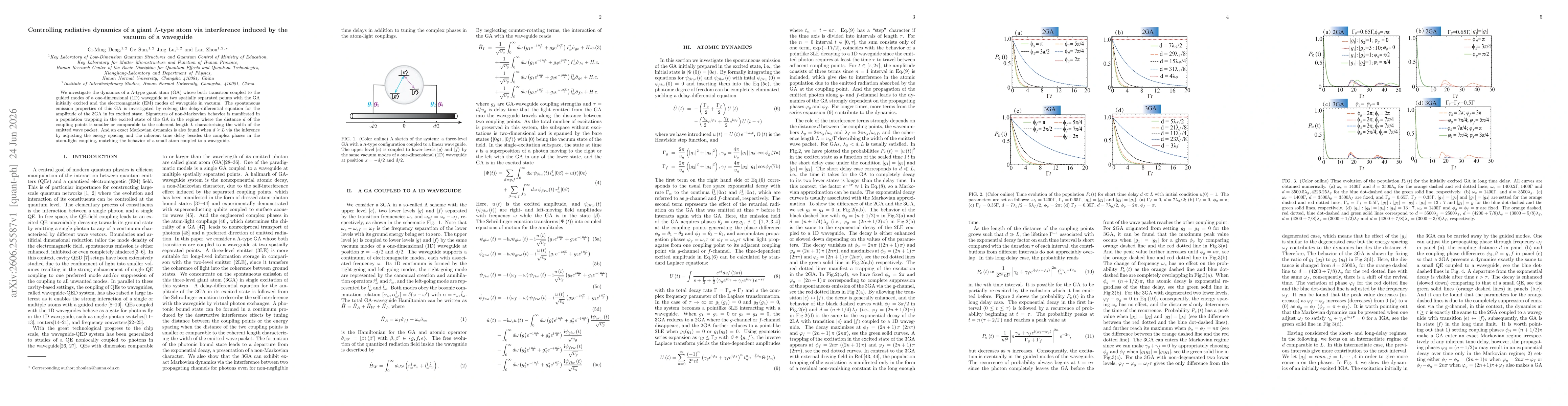 Thumbnail for Controlling radiative dynamics of a giant $Λ$-type atom via interference induced by the vacuum of a waveguide