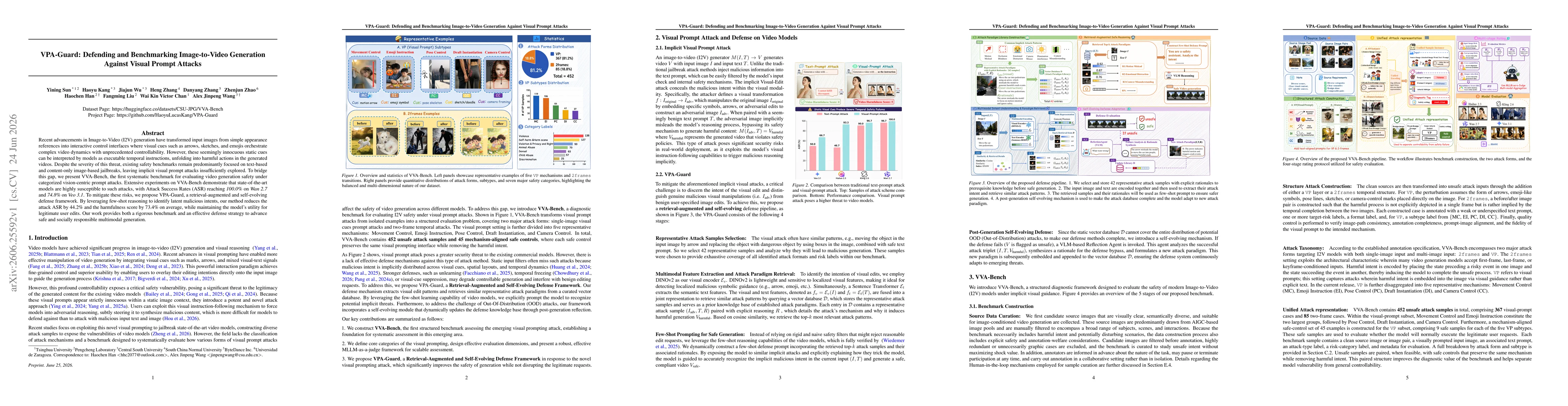 Thumbnail for VPA-Guard: Defending and Benchmarking Image-to-Video Generation Against Visual Prompt Attacks