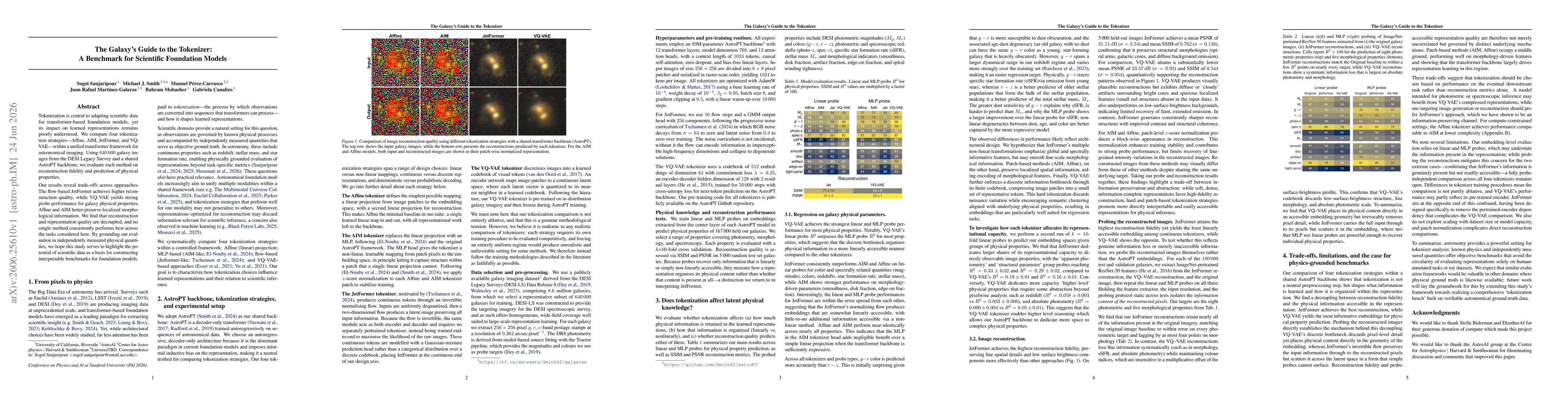 Thumbnail for The Galaxy's Guide to the Tokenizer: A Benchmark for Scientific Foundation Models